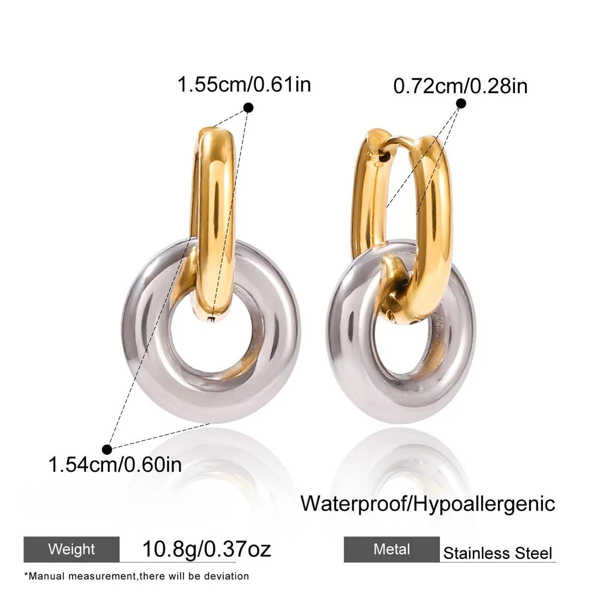

Women s Stainless Steel 18K Gold Plated Simple Jewelry C Shaped Stud Earrings Anti-Allergy and Waterproof срібний