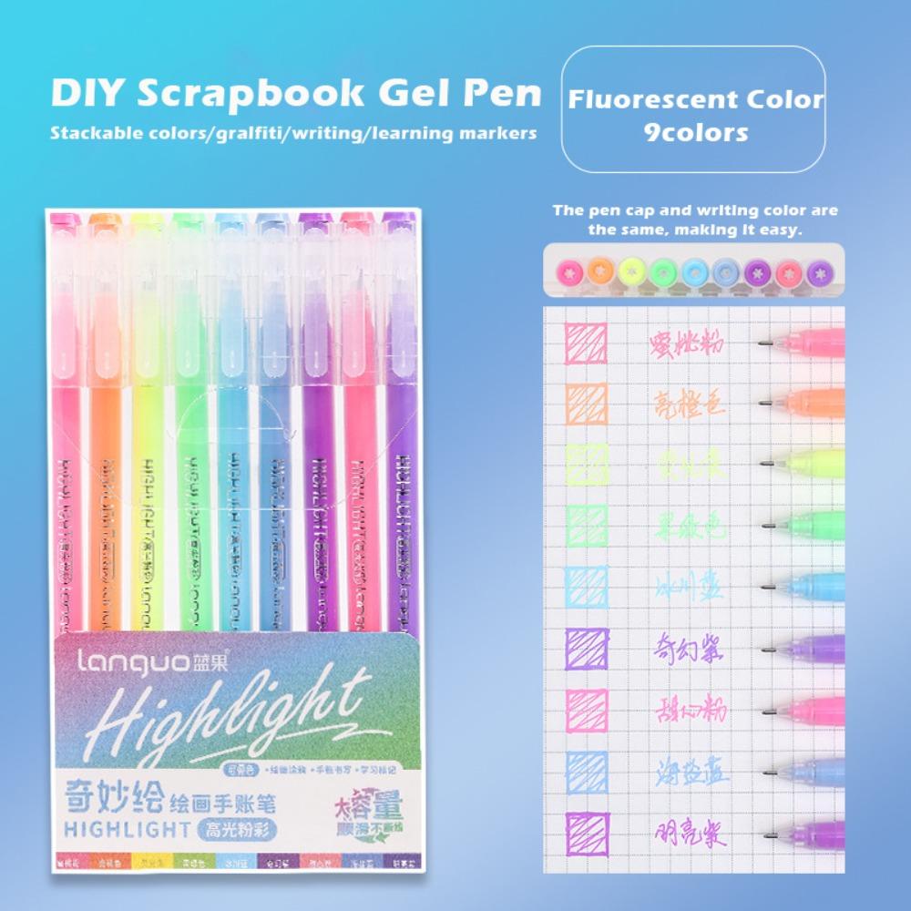 9Colors/Set Multi-color Color Gel Pen Quick Drying Mark Pens Hand Accounting Pen Set  Stationery