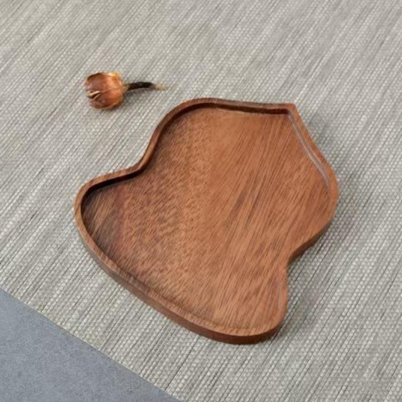 Traditionelles Nussbaum-Tee-Tablett Teekanne Teetasse Massivholz-Tablettmatte Büro Kaffeetassen-Tabletts Heim Teezeremonie-Zubehör