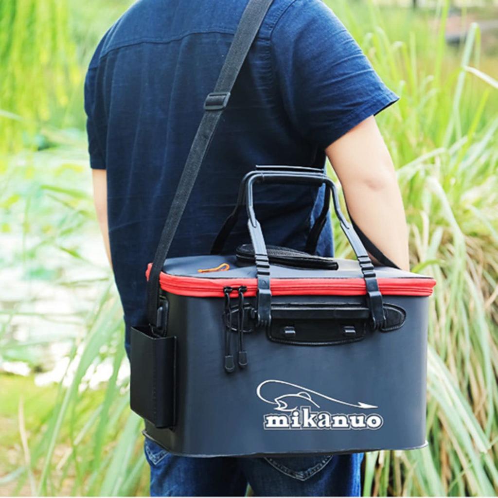 Fishing Large Fishing Black Bucket, Foldable, Compact, EVA, Portable, Capacity, Bucket, (50cm)