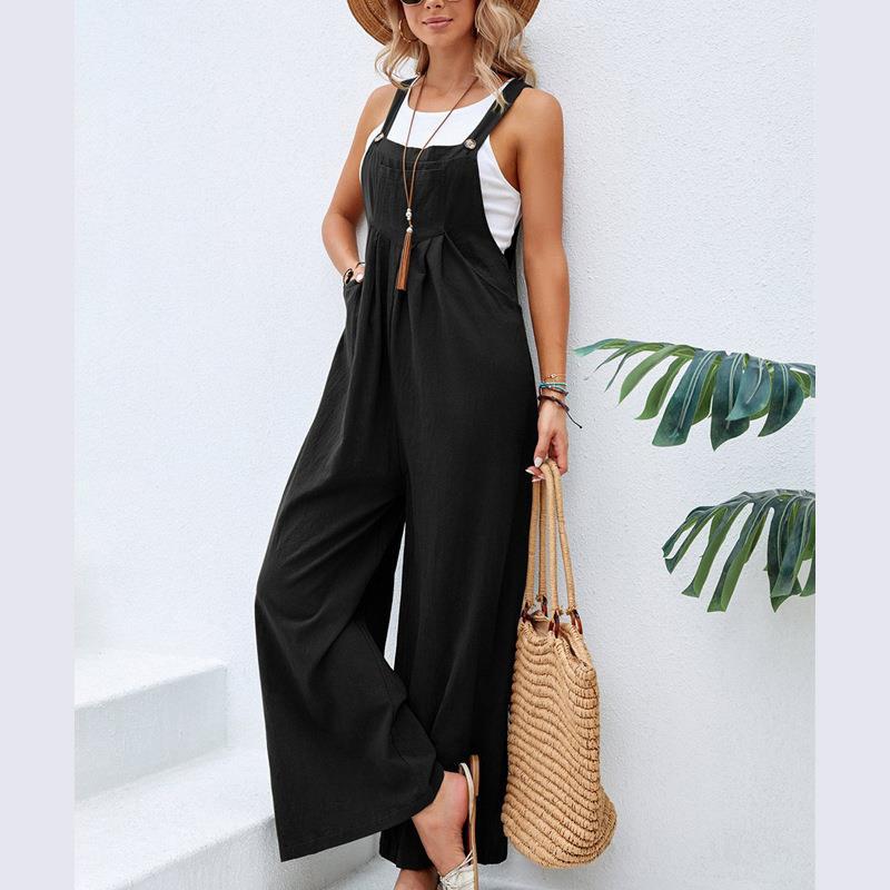 Women's Summer Wide Leg Jumpsuit   Solid Color Elegant Casual Loose Vacation Outfits Overall