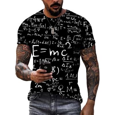 Nueva camiseta de manga corta con cuello redondo y estampado de fórmula 3D de moda de verano para hombre, estilo informal de calle vintage