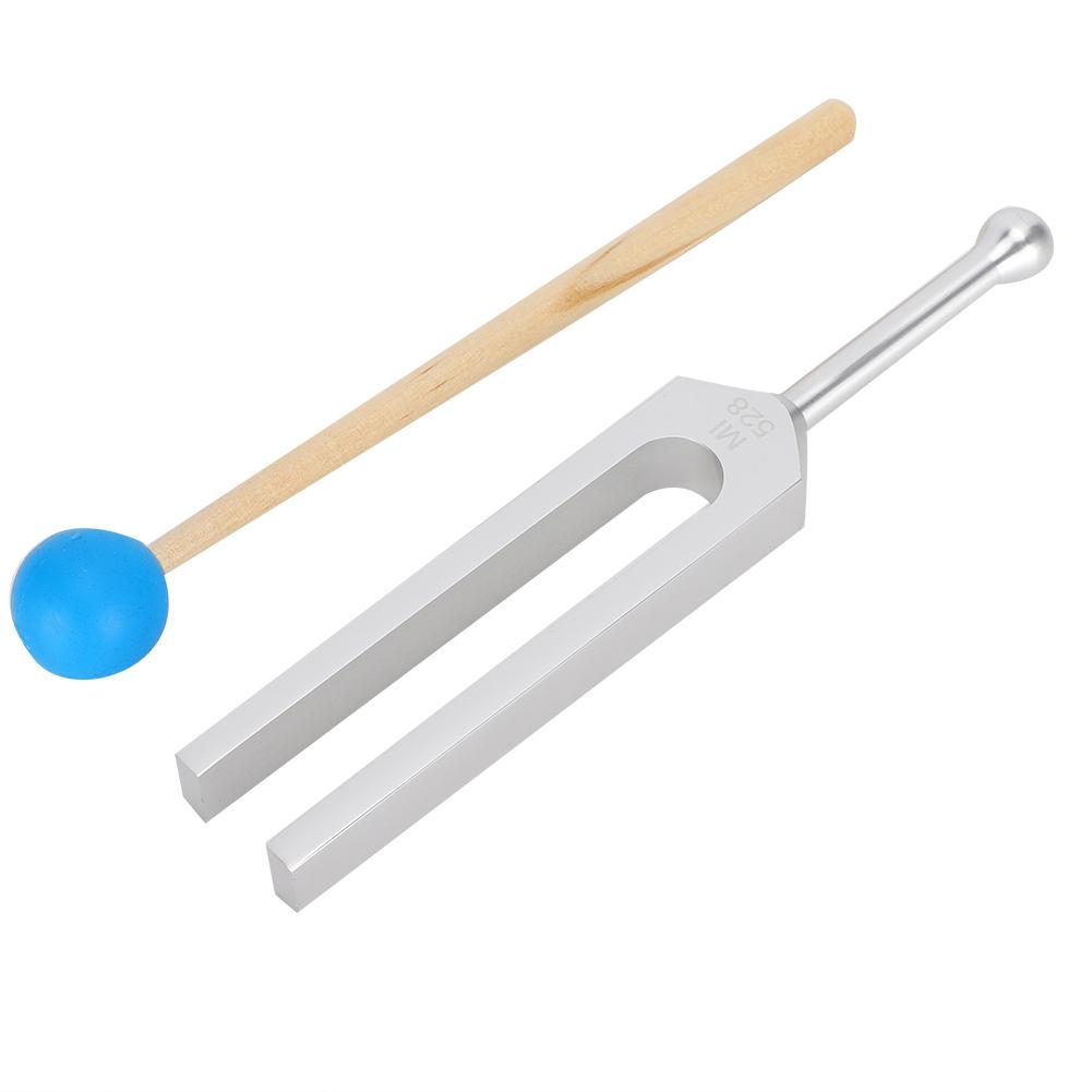 528HZ Aluminum Alloy Tuning Fork Wood Hammer Sound Healing Therapy Tool Set