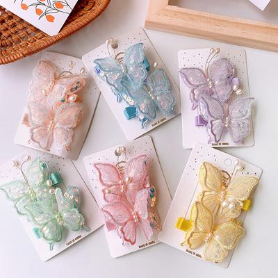 2 Pezzi Nuovi Bellissimi Fermagli per Capelli a Forma di Farfalla Ricamata Principessa per Bambine Accessori per Capelli