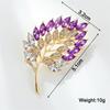 Purple Crystal Luxury Brooches for Women Full Rhinestone Leaf Shape Metal Pins Bohemian Fashion Clothing Brooch new