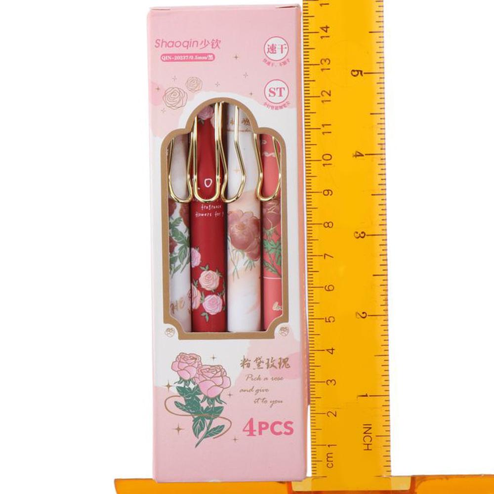 Black Ink Gel Ink Pens 0.5mm Flower Retractable Pens Creative   Office Supplies