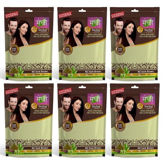 @ Megha Mehandi Hair Powder Dark Brown For Unisex Pack Of 6 Each 45g