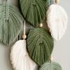 Bohemian Style Wall Hanging Tapestry Handwoven Green Leaf Design for Living Room Bedroom Office Background