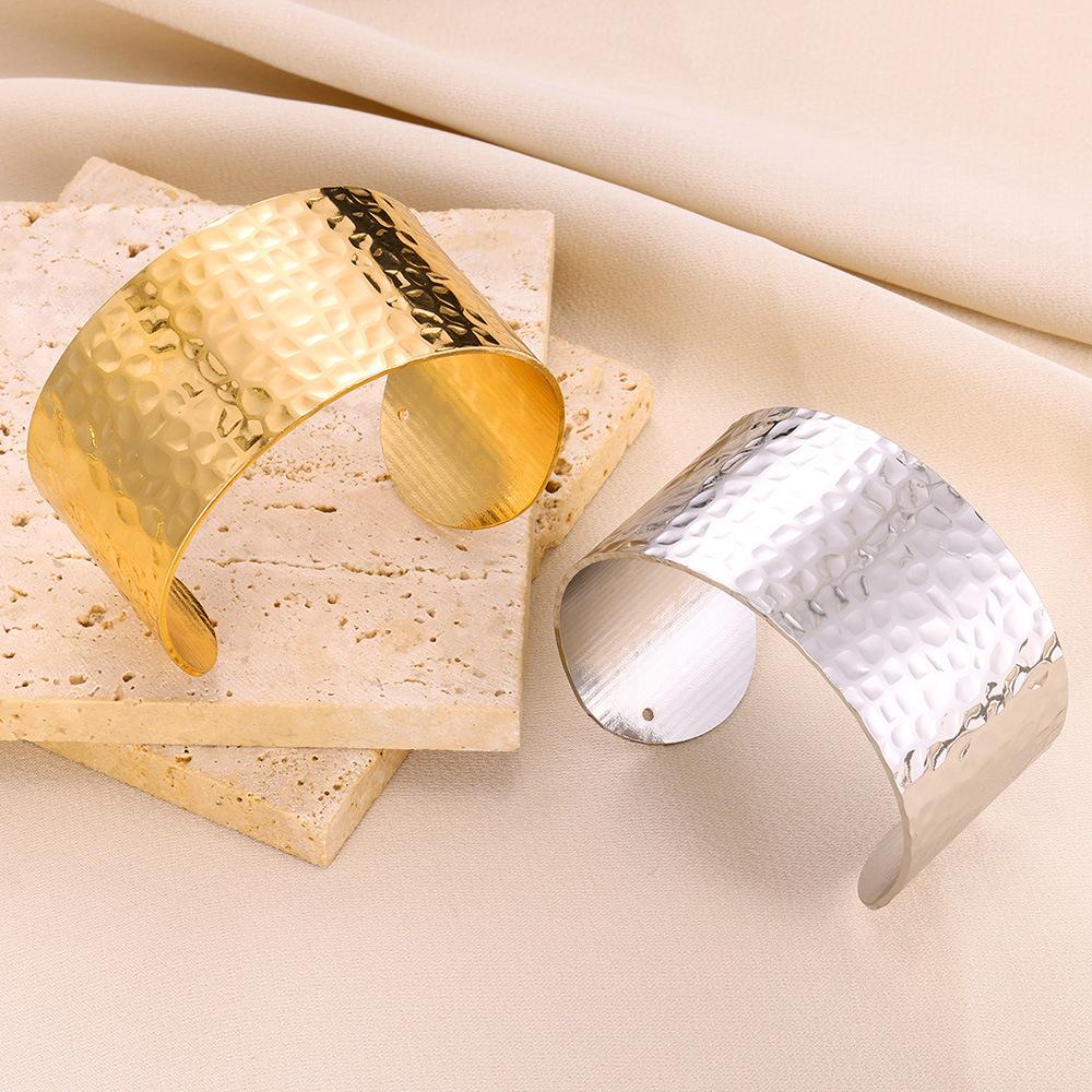 Classic Wide Cuff Bangles Bracelet for Women Punk Geometric Metal Large Bracelets Stainless Steel Hand Ornament Jewelry Gift