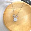 S925 Sterling Silver Moissanite Rabbit Ear Pendant Necklace for Women - Cute Douyin-Inspired Style