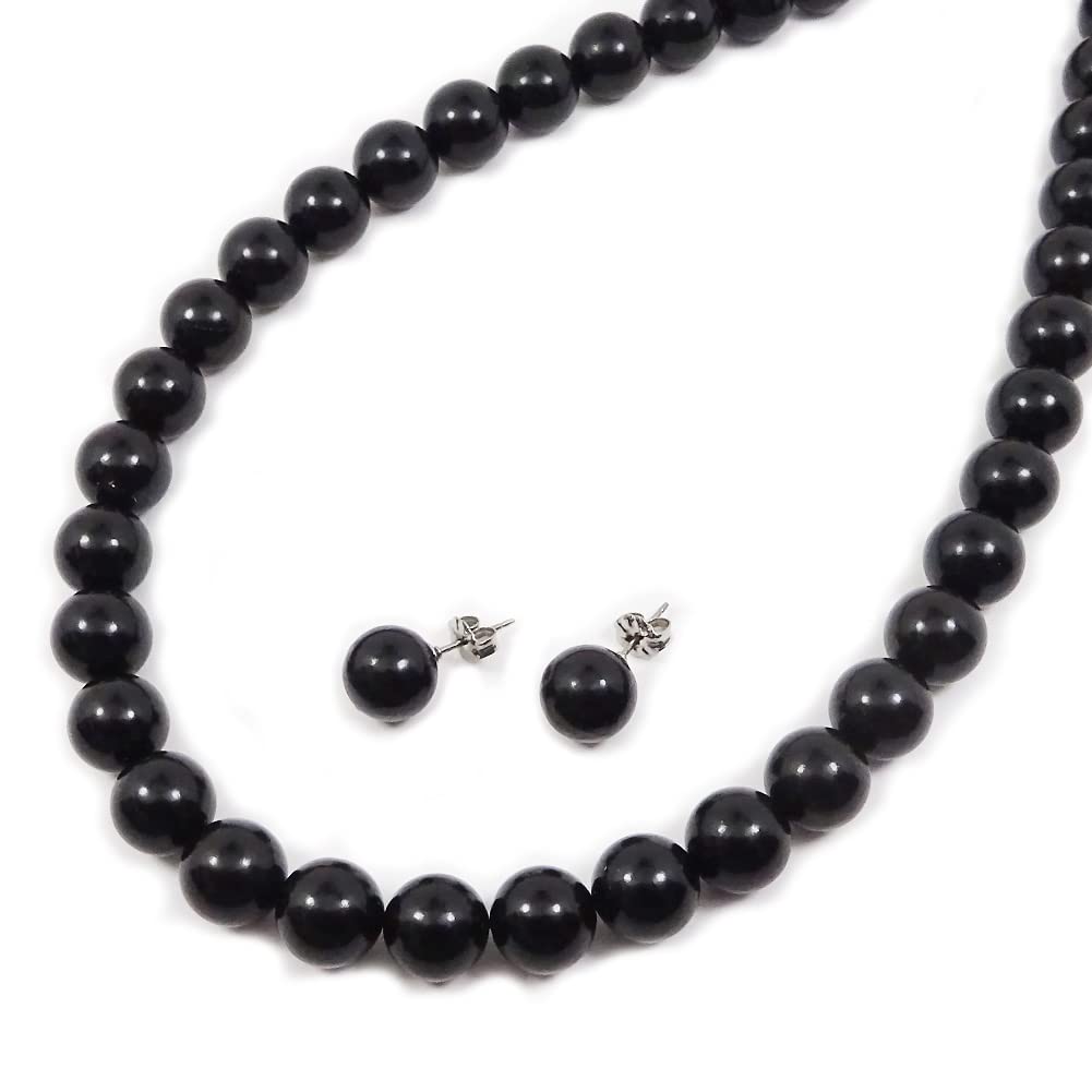 

Коробка для тебя и натуральный черный формальный [Jewelry Me] ожерелье/серьги комплект/10 мм [подарочная упаковка] [ювелирные изделия] (Серьги 45см)