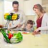 2-Tier Octagonal Stainless Steel Fruit Basket with Detachable Banana Hangers - Space-Saving Kitchen Counter Organizer