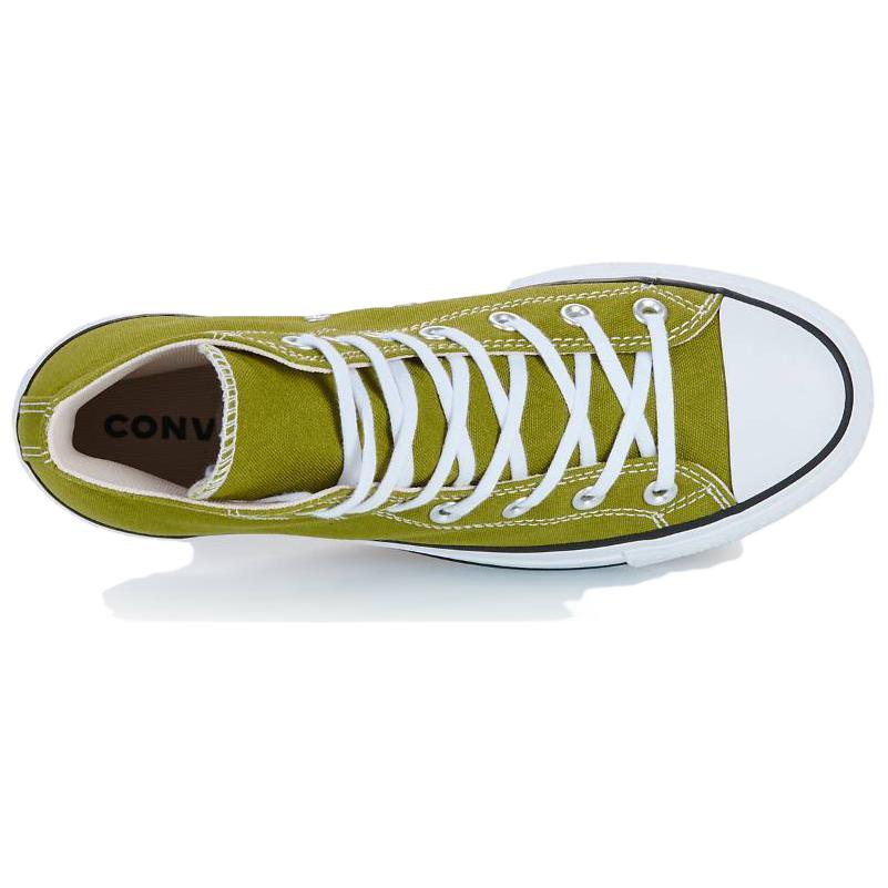 Converse Lift Platform Comfortable and Versatile Mid-top Canvas Shoes for Women in Green