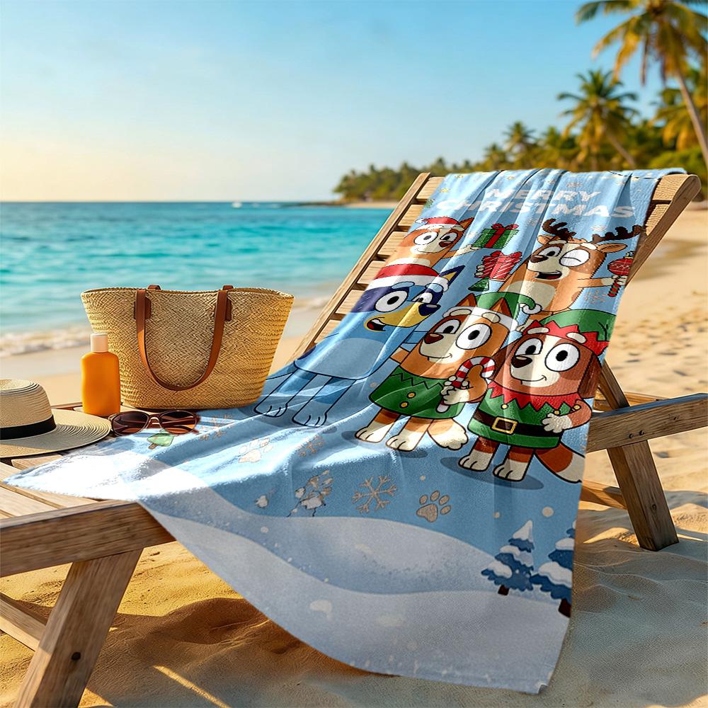 Bluey Beach Towel Super Soft Microfiber Quickdry Fabric Comfortable Lightweight