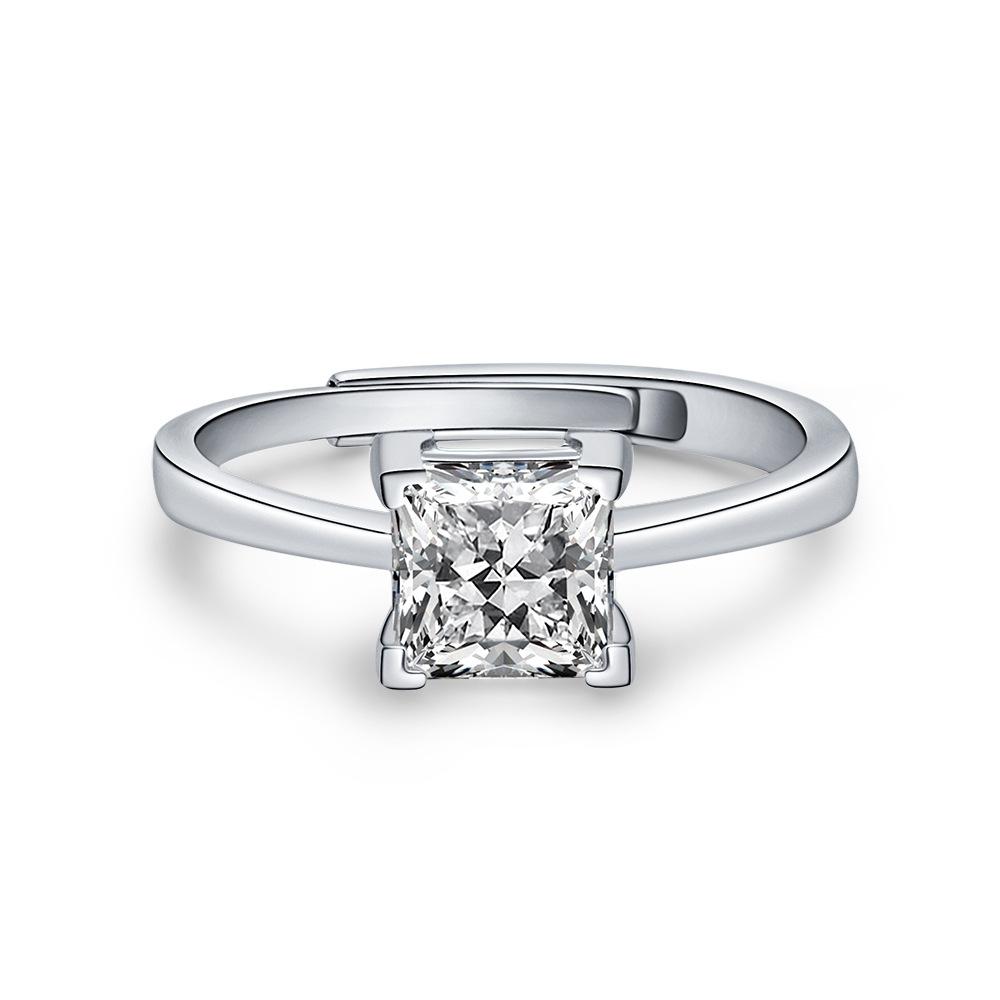 Tancise Schmuck Schliffring 925 Silber Eingelegter Quadratischer 6 * 6 Diamant Rosa Ring