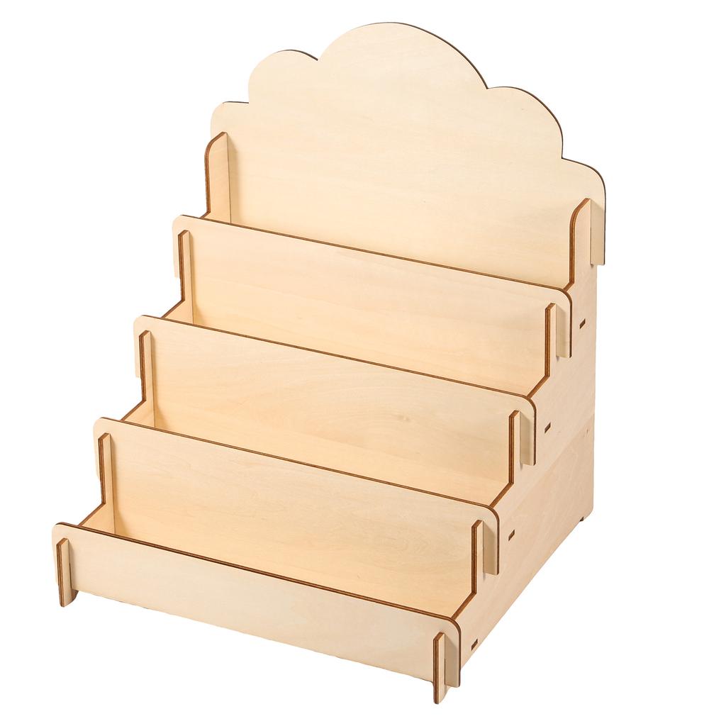 Wood 4 Tier Greeting Card Display Stand Large Capacity Easy to Assemble Wooden Sticker Display Rack Multipurpose Brochure Holder