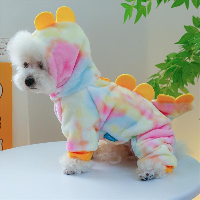Dog Furry Jumpsuit for Dogs Boy Girl Medium Dogs for Indoor and Outdoor Use Cartoon Dinosaur Clothes Outfit for Pet Dogs