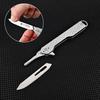 Plaid Stainless Steel Folding Knife with 10pcs Replacement Blades Mini Scalpel Outdoor Survival Camping Portable EDC Tool Cutter