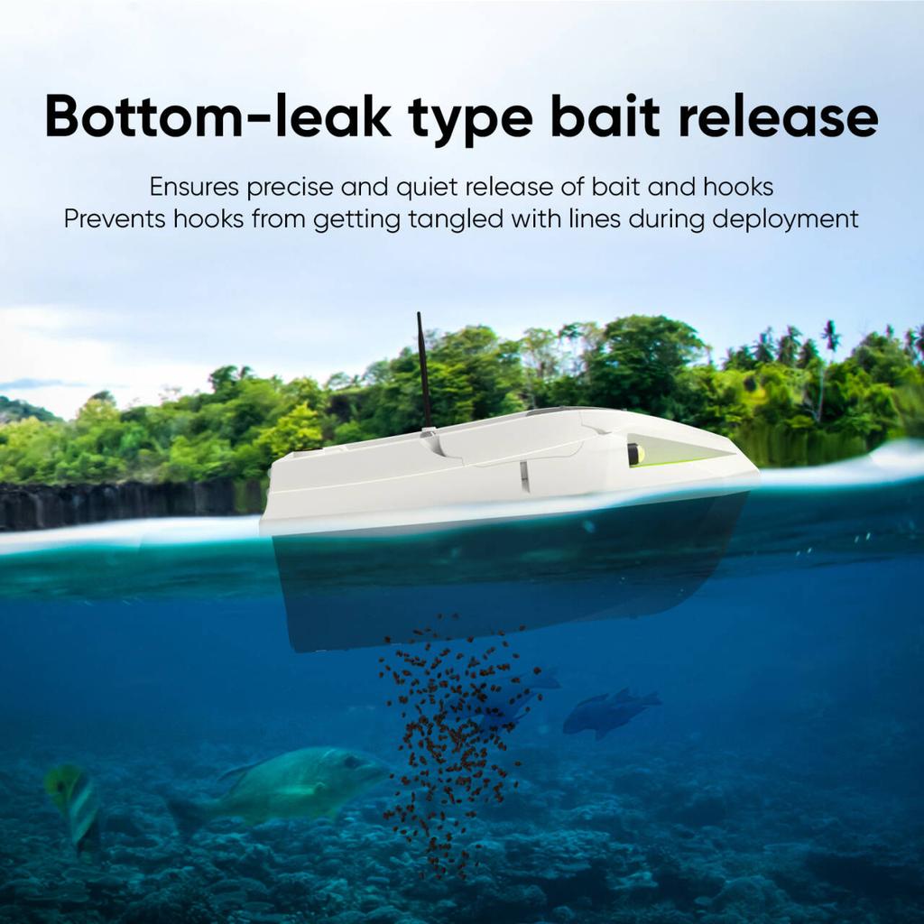 Aflyever 12V High-power Remote-controlled Fishing Bait Boat, 2kg Bait Capacity, Dual Batteries, Waterproof, with LED Light