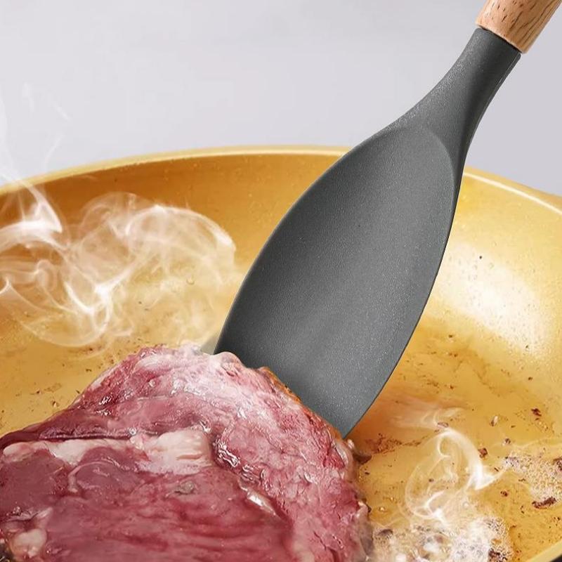 Long Wooden Handle Fondant Cake Spatula Silicone Cream Butter Baking Scraper Kitchen Biscuit Pastry Blenders Batter Flour Mixer