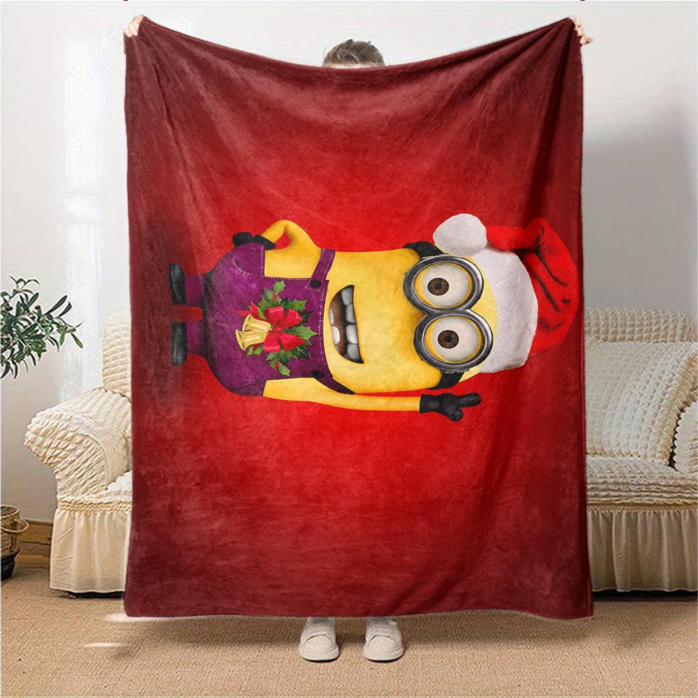 1Pc Christmas Minion Unicorn Blanket Soft Throw Blanket For Home Bedroom Bed Sofa Travel Office Solid Christmas Blanket