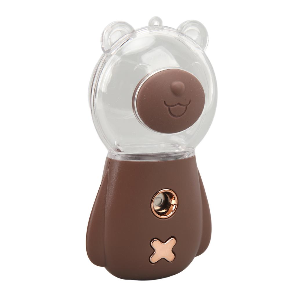 Nano Mist Sprayer Cute Bear Shape 300ML USB Humidifier Skin Moisturizing Facial Mister with Timing Brown