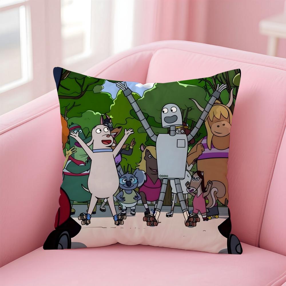 Anime R-Robot D-Dreams Cushion Cover Home & Car Multi-Scene Pillow Cover - Reversible, Soft & Durable for Daily Use