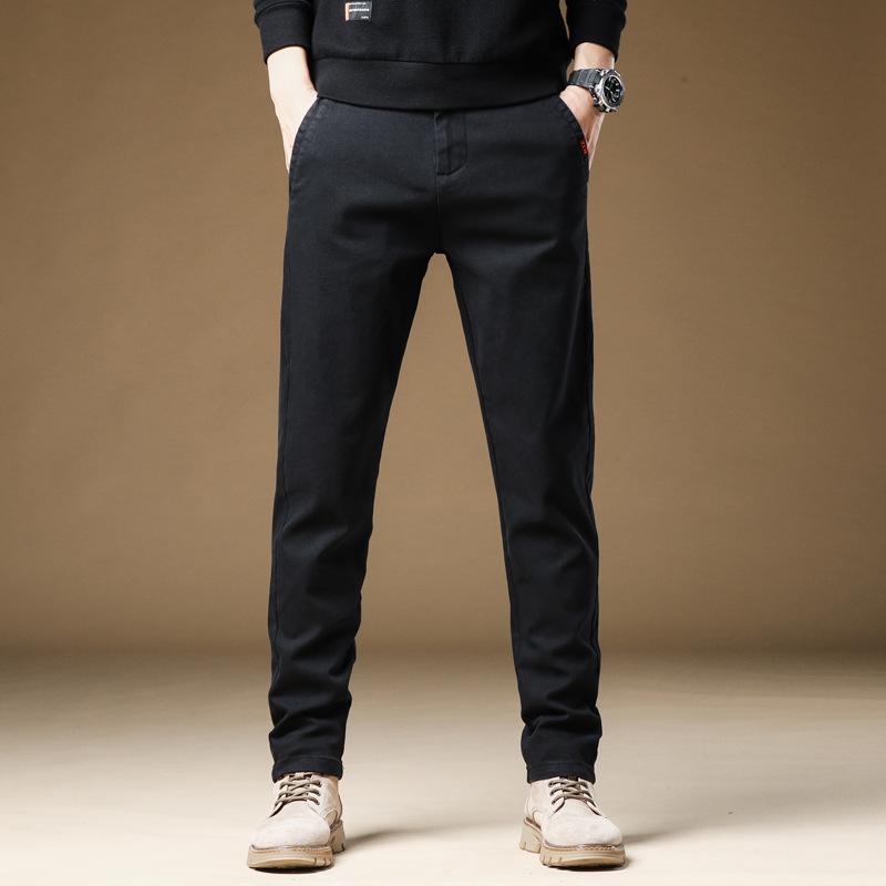 2024 Winter Plush Thickened/Regular Men'S New Casual Slimming Straight Tube Warm Pants Fashion Business Suit Pants
