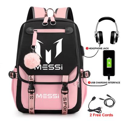 Fußballstar Zubehör Rucksack Schultasche Herren- Und Damen-Modischer Rucksack Reisetasche USB-Computer-Tasche