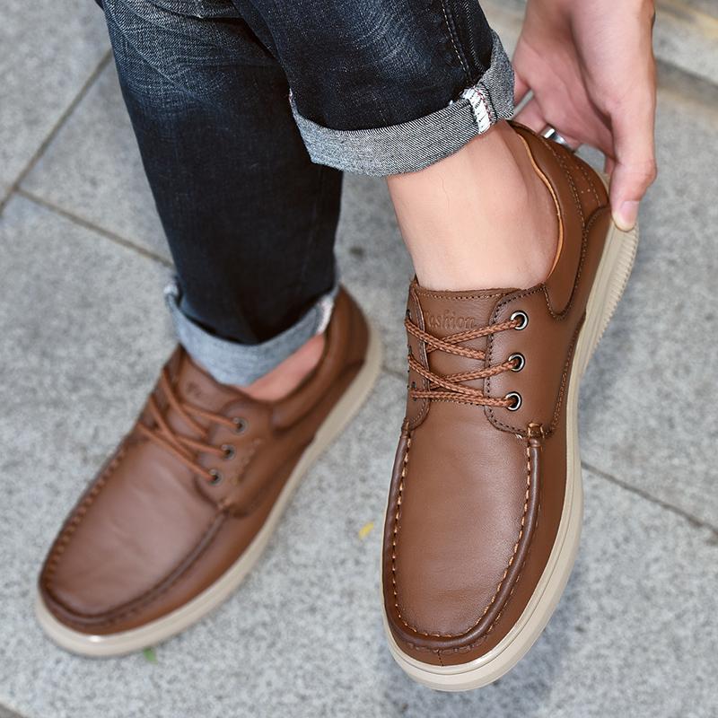 Men's Genuine Leather Casual Shoes Business Casual Shoes Comfortable Soft Sole Anti Slip Lazy Driving Shoes