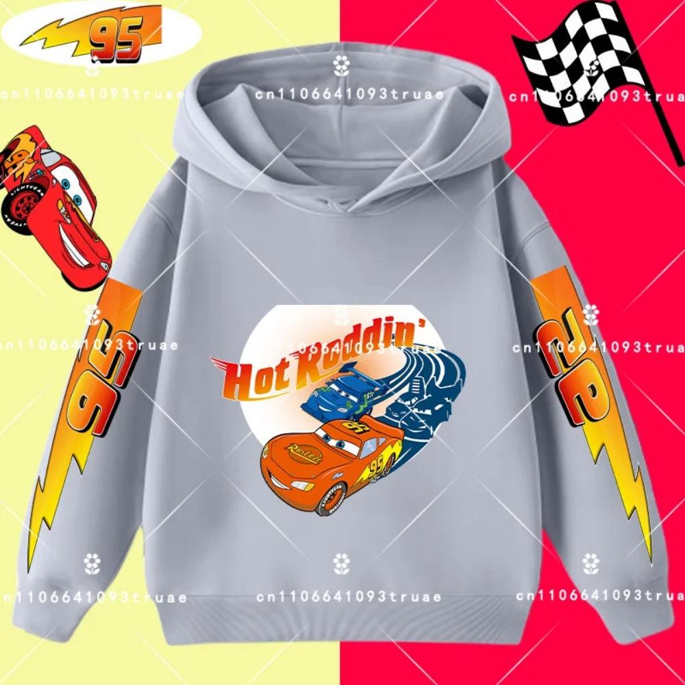 Cars Lightning McQueen Racing Children Hooded Sweatshirt Boy Girl Autumn Winter Daily Outdoor Vacation Casual Warm Sportswear