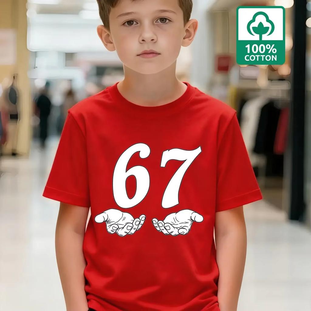 Kids 67 Themed Colorful Print TShirt Soft Cotton Fabric Breathable and Comfortable Ideal for Toddlers and Childrendf0374