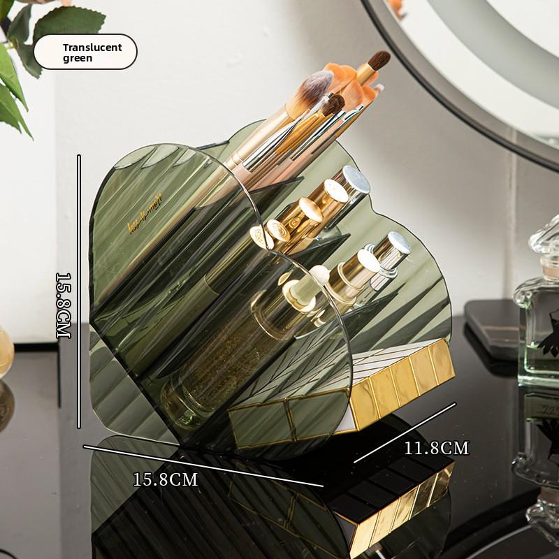 

Подставка для хранения кистей для макияжа, Прозрачные отделения для туалетного столика, Наклонный органайзер для карандашей для бровей, Настольная подставка для ручек прозрачный/зелёный
