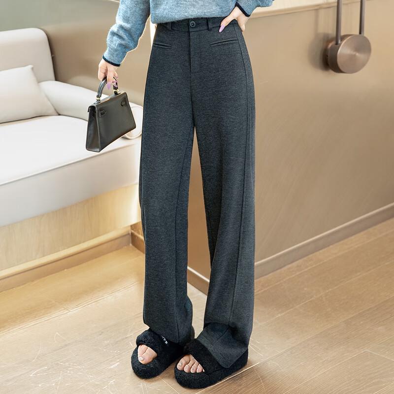 Sibaishe Women's High-Waist Straight-Leg Draped Pants