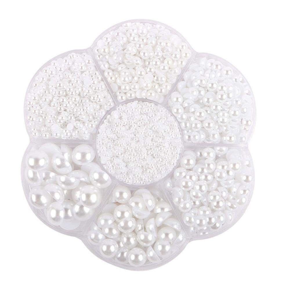 Mixed Size 7 Grid Box Half Pearl Flat Bottom AB Imitation Pearl Accessories Headwear Hair Accessories Clothing DIY Rod Diameter