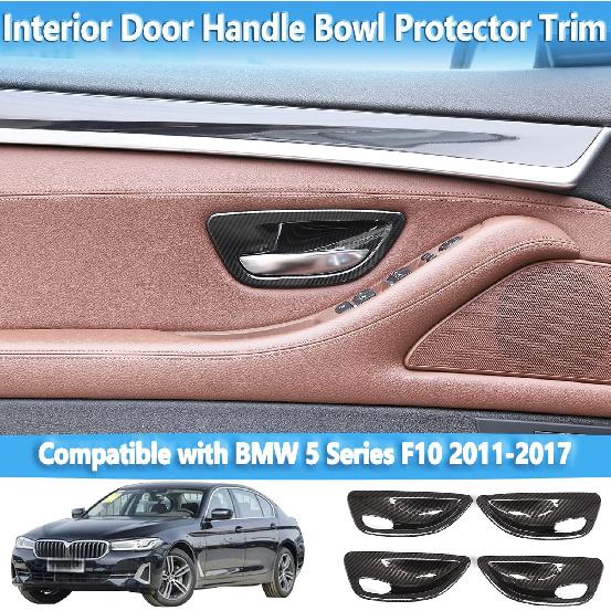 Sekhyna Inner Door Handle Cover Trim Compatible with BMW 5 Series F10 520 528 525 2011-2017 ABS 4PCS Interior Door Bowl Anti Scratch Protection Cover