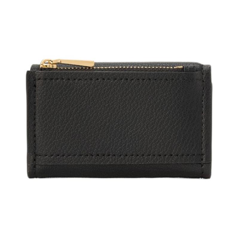 MICHAEL KORS Gold Front Logo Solid Color Wallet Regular Women's Black