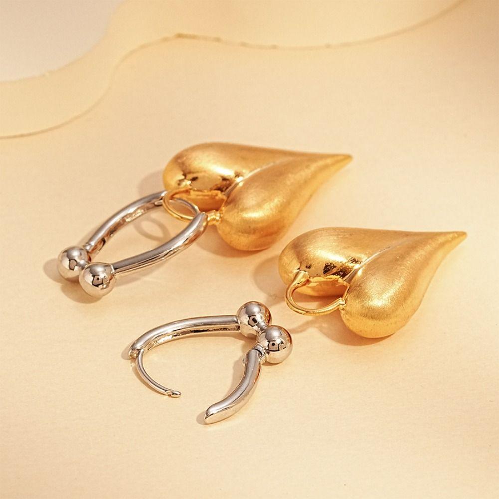 Love Pendant Heart Hoop Earrings Textured Hearts Earringdrop Metal Filigree Earrings  Women