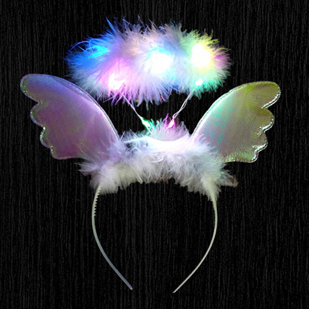 LED Angel Wing Halo Headband Durable Hair Hoop Luminous Headbands for Woman Unisex Carnivals Party Photography Supplies