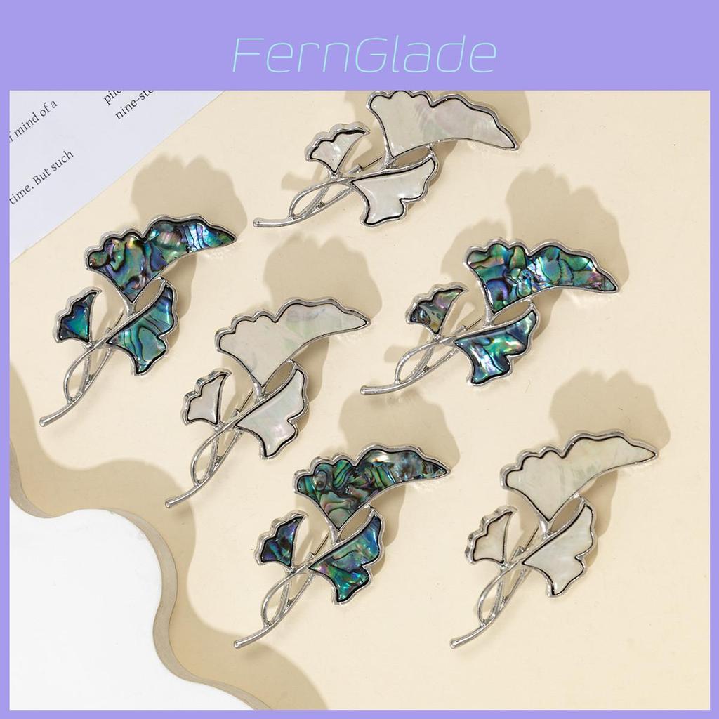 Alloy Shell Leaf Shape Brooch Pendant With Two Way Function For Fashion Accessories
