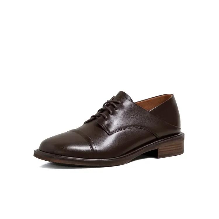 

Модная ГОРЯЧАЯ РАСПРОДАЖА Весна/Осень Женские лоферы Туфли из натуральной кожи для женщин Круглый носок Низкий каблук Женские туфли-лодочки Повседневные Оксфорды на шнуровке 40 коричневый