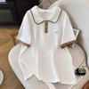 Plus Size Women's Summer Lapel Top Slimming Short Sleeve T-Shirt Cardigan