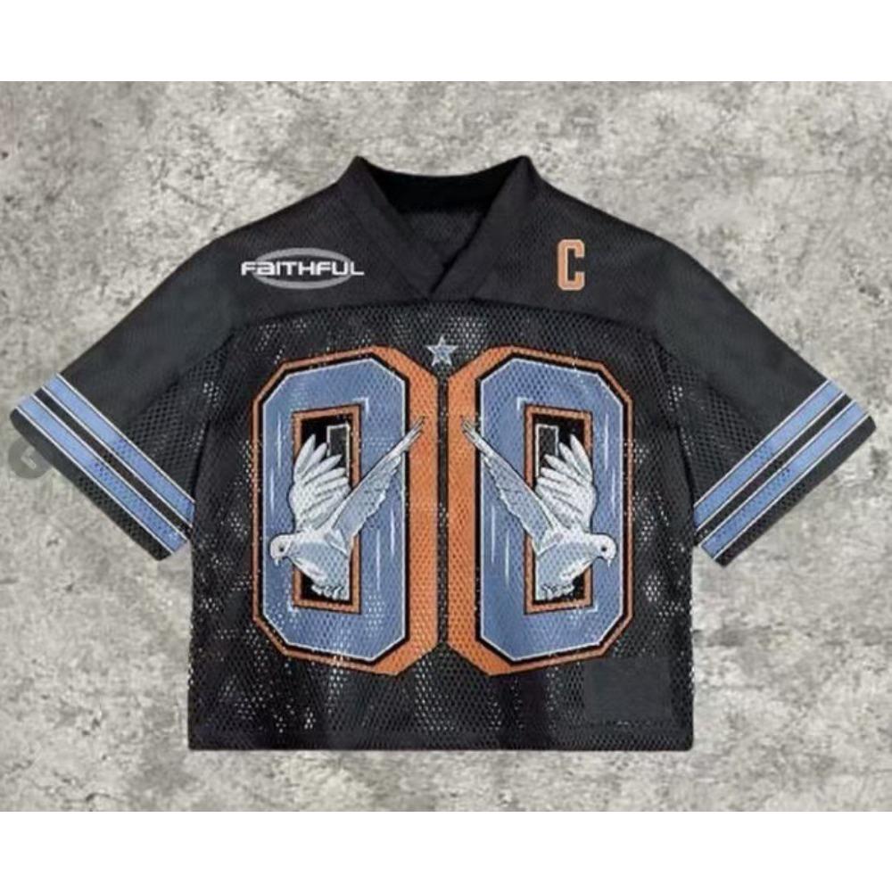 ZYLLO Fashion Loose Embroidery Short-sleeved T-shirt Men Women Street Hip Hop Summer Goth Y2K Trend Tops