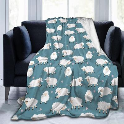 Perinsto Cute Sheep Throw Blanket Ultra Soft Warm All Season Cartoon Animals Decorative Fleece Blankets For Bed Chair Car Sofa C