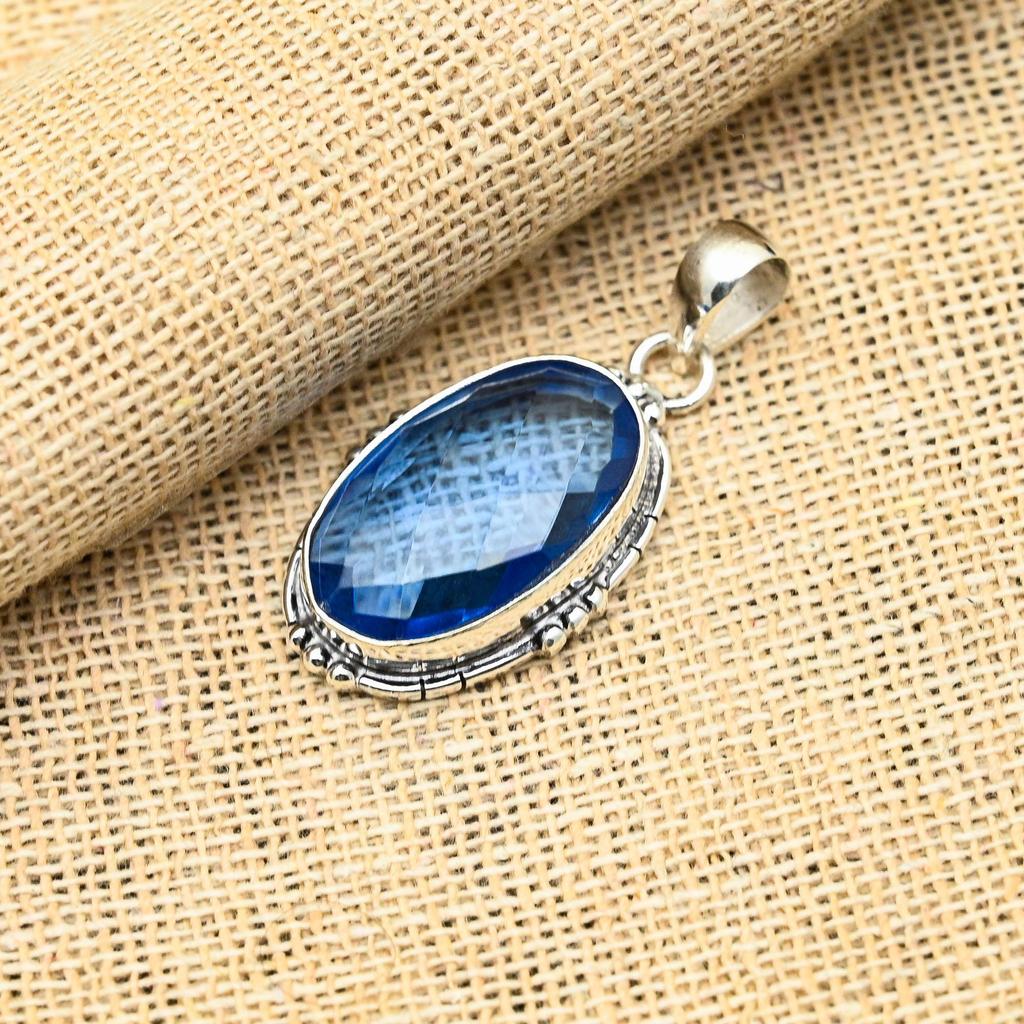 Tanzanit Drahokam 925 Sterlingové Stříbro Šperky Ručně Vyráběný Přívěsek Pro Svatební Dar