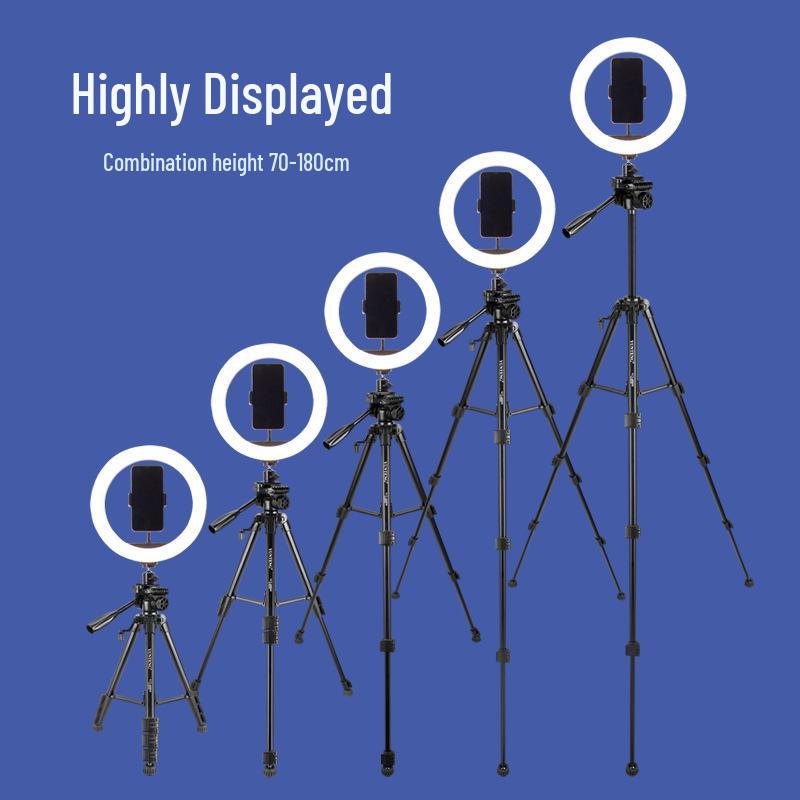 Dual Camera Live Streaming Stand with Fill Light for Multi-Phone Video Shooting and Product Promotion