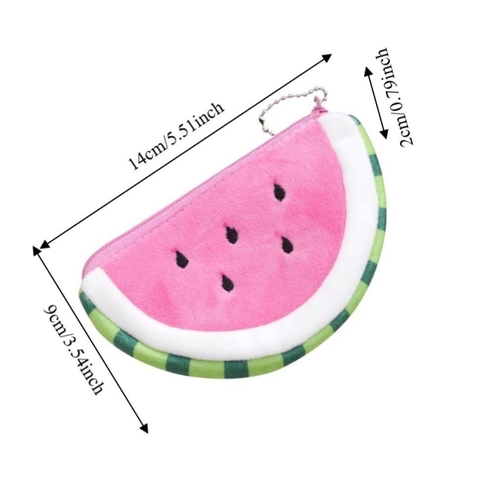 Cute Watermelon Coin Purse Zipper Cartoon Mini Card Bag Funny Plush Fruit Wallet Women