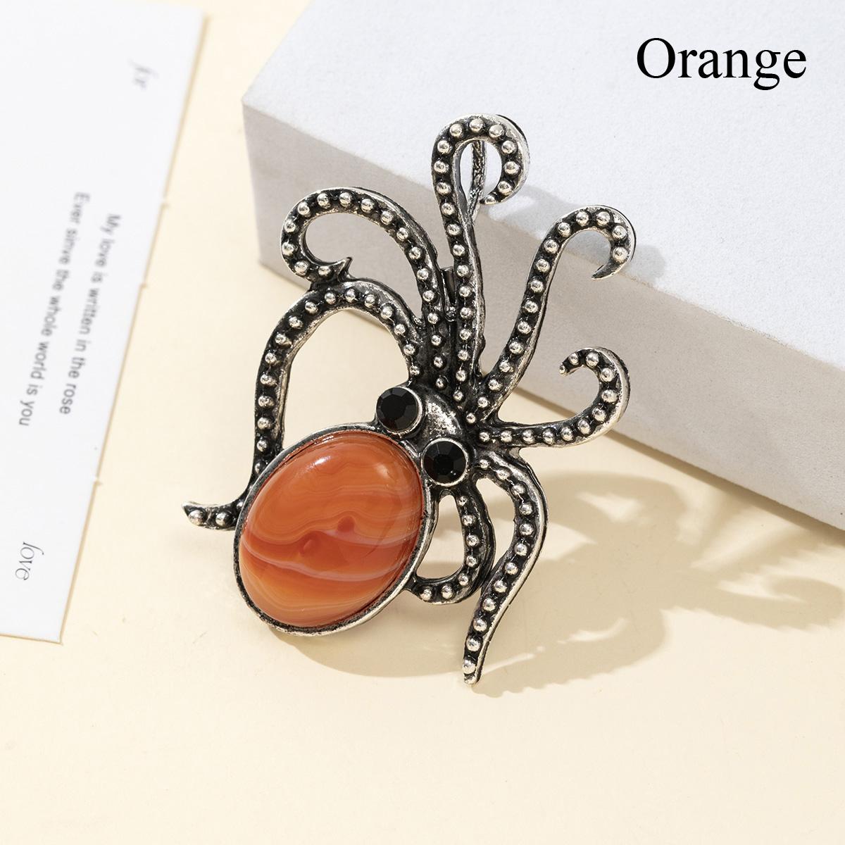 

1 шт. Летние броши в виде осьминога из натурального камня в стиле океана, хрустальная брошь с аметистом, агатом, нефритом и драгоценным камнем для унисекс-ювелирных изделий на день рождения в подарок 1Pc/52×37mm