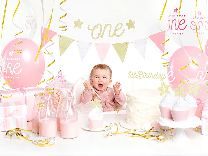 Partydeco Pink Gold Birthday Garland