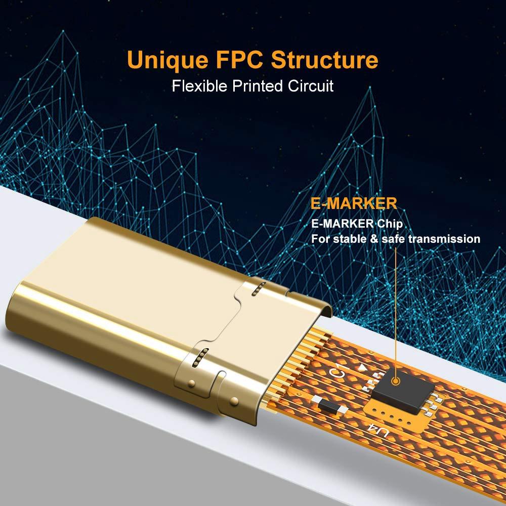 AA58 4K USB-C 3.1 Gen 2 Cable 10G Emark Chip Short Type C USB-C to USB-C Video Sync Charger Cable PD 60W 4K Video